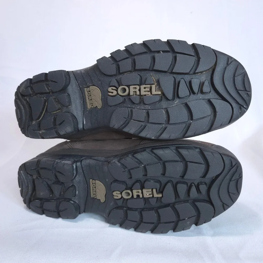 Sorel Water Fall Suede Winter Boots Women 9.5 Thinsulate Brown Zip Mid-Calf Snow